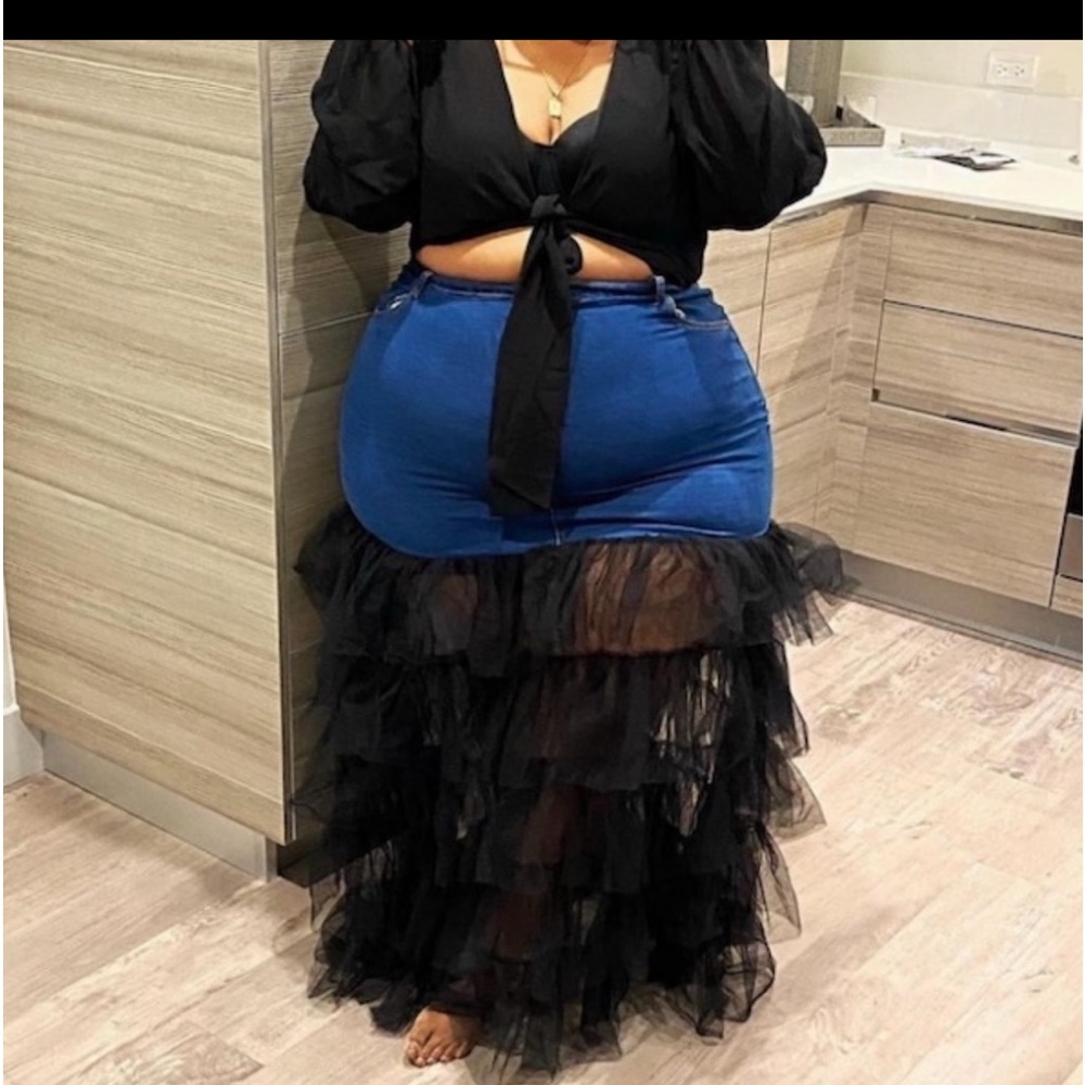 Tulle denim skirt